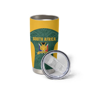 Custom South Africa Soccer Tumbler Cup Bafana Bafana Spirit African Pattern - African Pride