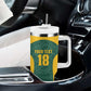 Custom South Africa Soccer Tumbler With Handle Bafana Bafana Spirit African Pattern - African Pride