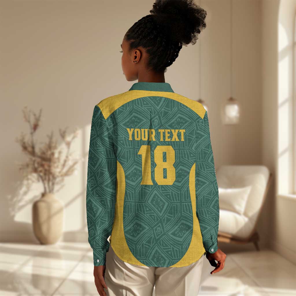 Custom South Africa Soccer Women Casual Shirt Bafana Bafana Spirit African Pattern - African Pride