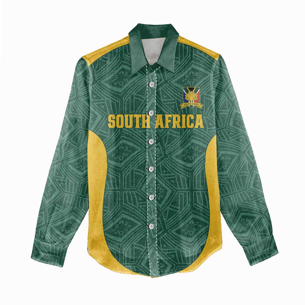 Custom South Africa Soccer Women Casual Shirt Bafana Bafana Spirit African Pattern - African Pride