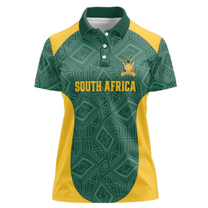 Custom South Africa Soccer Women Polo Shirt Bafana Bafana Spirit African Pattern - African Pride