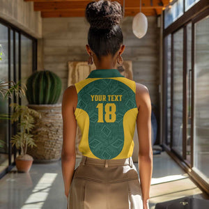 Custom South Africa Soccer Women Sleeveless Polo Shirt Bafana Bafana Spirit African Pattern - African Pride