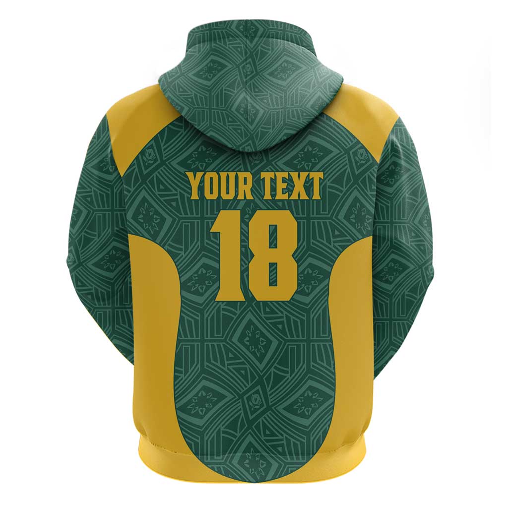 Custom South Africa Soccer Zip Hoodie Bafana Bafana Spirit African Pattern - African Pride