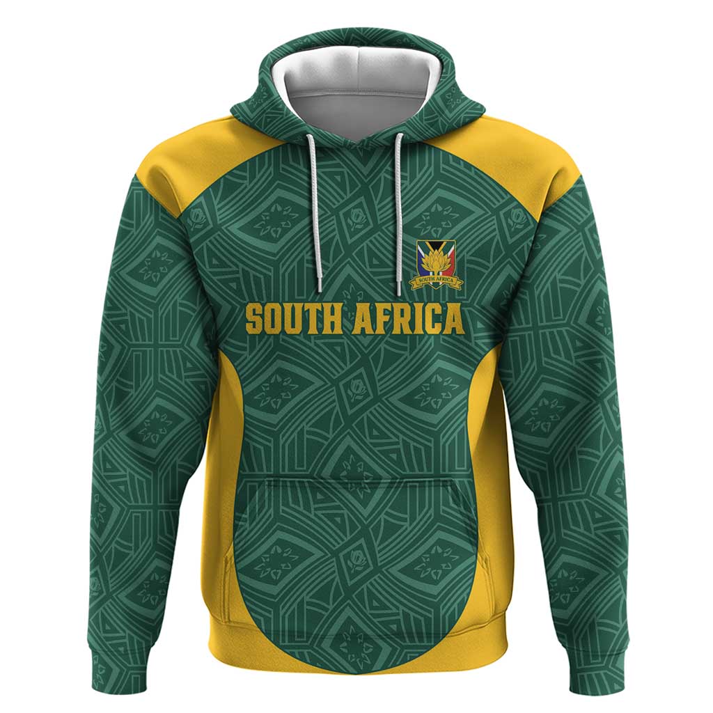 Custom South Africa Soccer Zip Hoodie Bafana Bafana Spirit African Pattern - African Pride