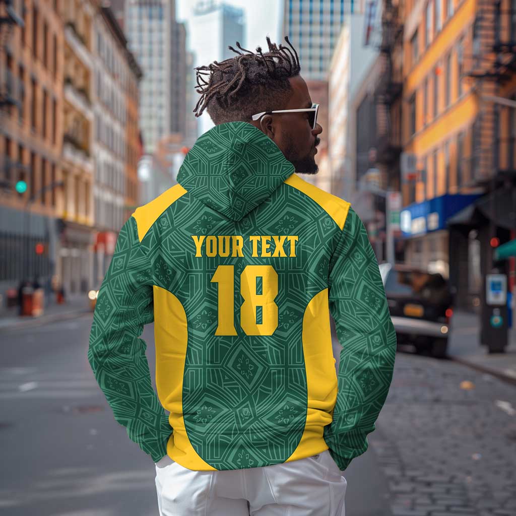 Custom South Africa Soccer Zip Hoodie Bafana Bafana Spirit African Pattern - African Pride