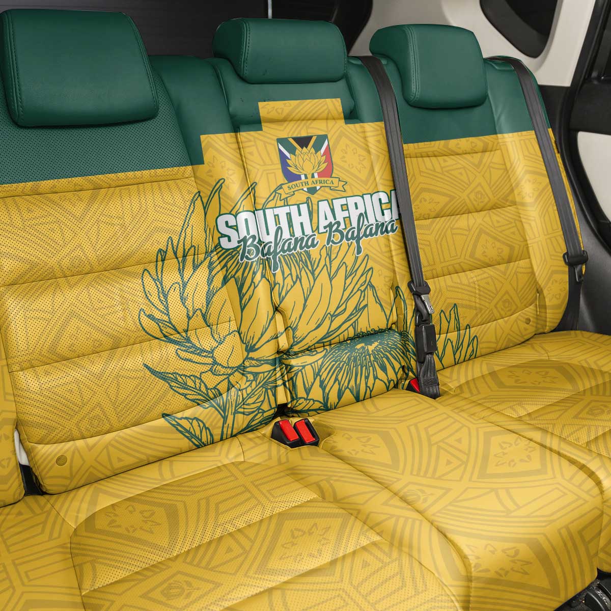 Custom South Africa Soccer Back Car Seat Cover From Protea Roots We Rise - African Pride