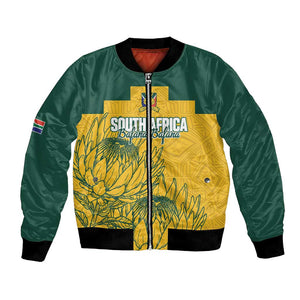 Custom South Africa Soccer Bomber Jacket From Protea Roots We Rise - African Pride