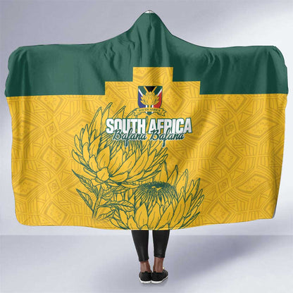 Custom South Africa Soccer Hooded Blanket From Protea Roots We Rise - African Pride