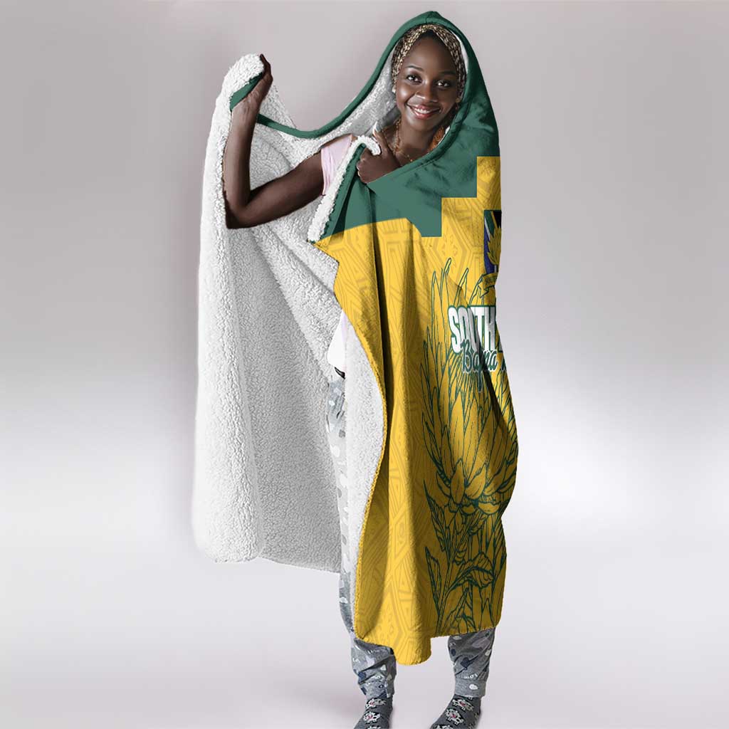 Custom South Africa Soccer Hooded Blanket From Protea Roots We Rise - African Pride