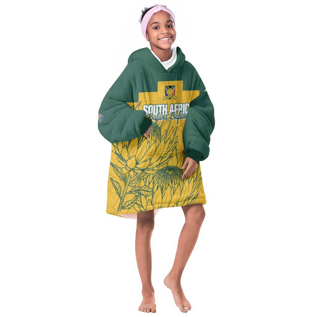 Custom South Africa Soccer Kid Wearable Blanket Hoodie From Protea Roots We Rise - African Pride