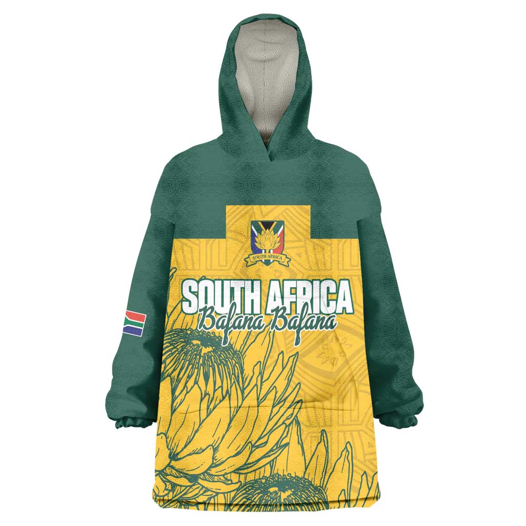 Custom South Africa Soccer Kid Wearable Blanket Hoodie From Protea Roots We Rise - African Pride