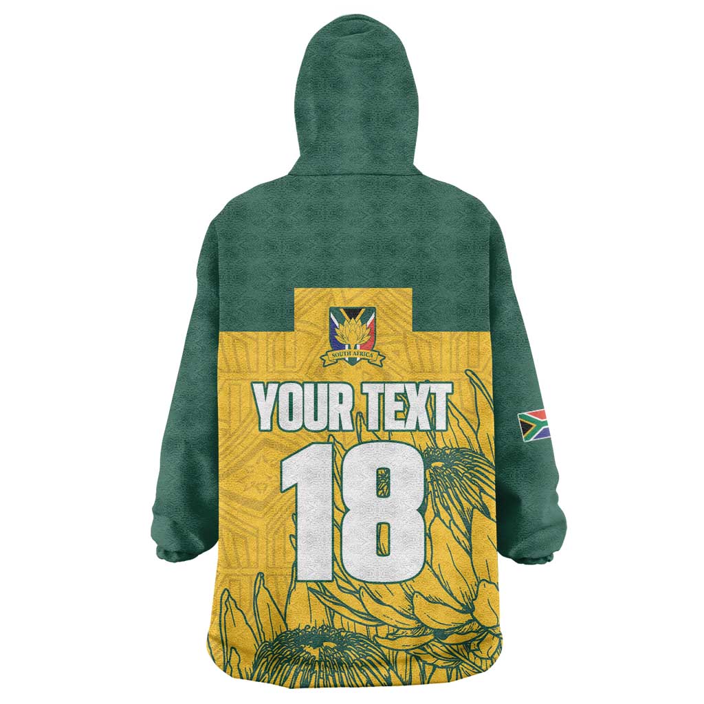 Custom South Africa Soccer Kid Wearable Blanket Hoodie From Protea Roots We Rise - African Pride