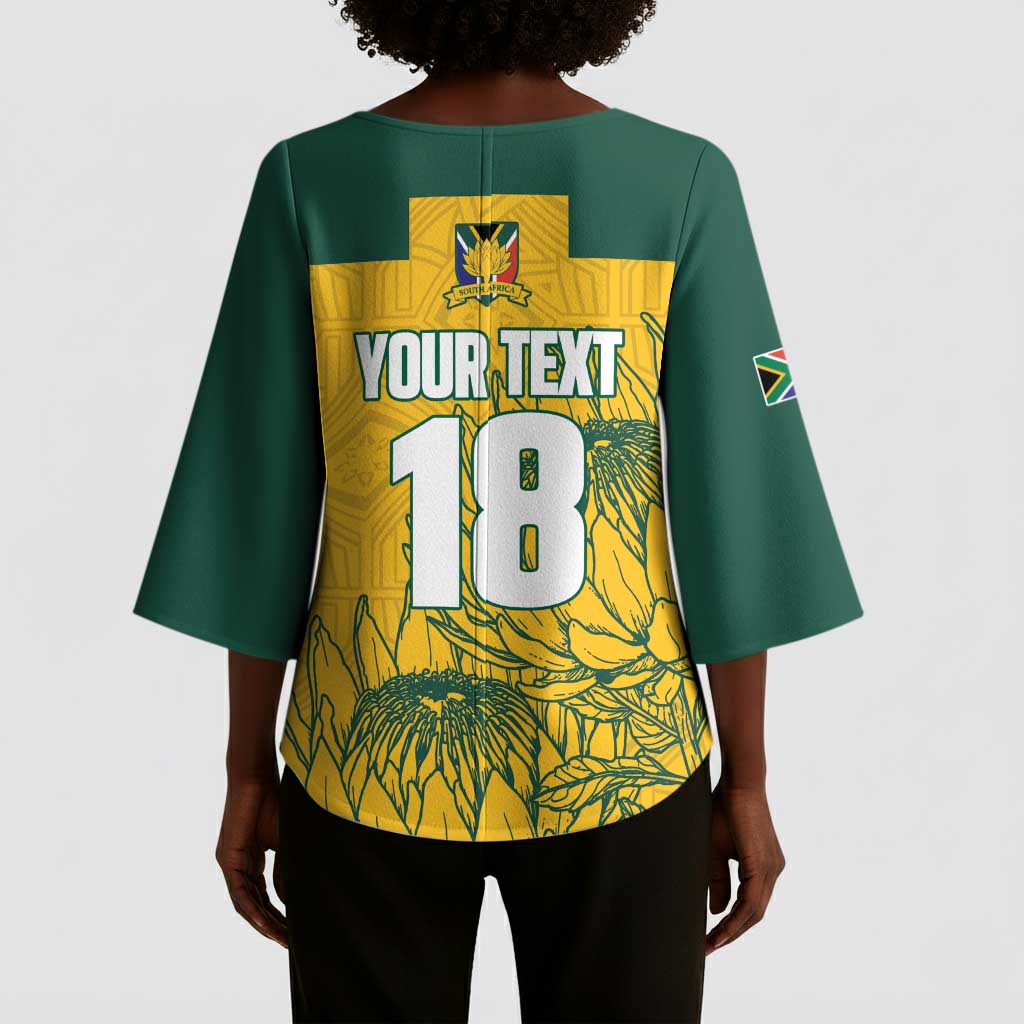 Custom South Africa Soccer Kimono Sleeve Blouse From Protea Roots We Rise - African Pride