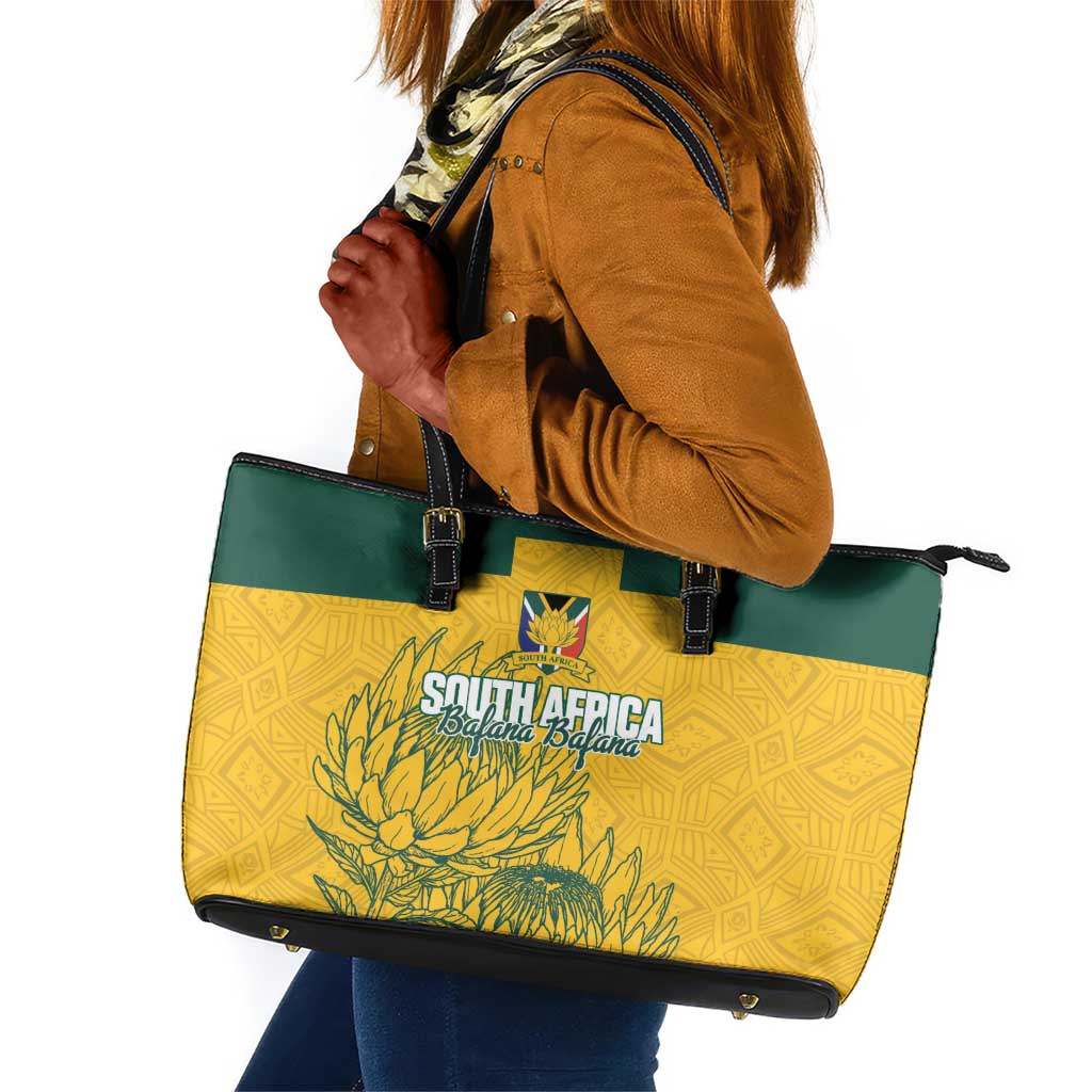 Custom South Africa Soccer Leather Tote Bag From Protea Roots We Rise - African Pride
