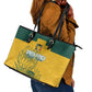 Custom South Africa Soccer Leather Tote Bag From Protea Roots We Rise - African Pride