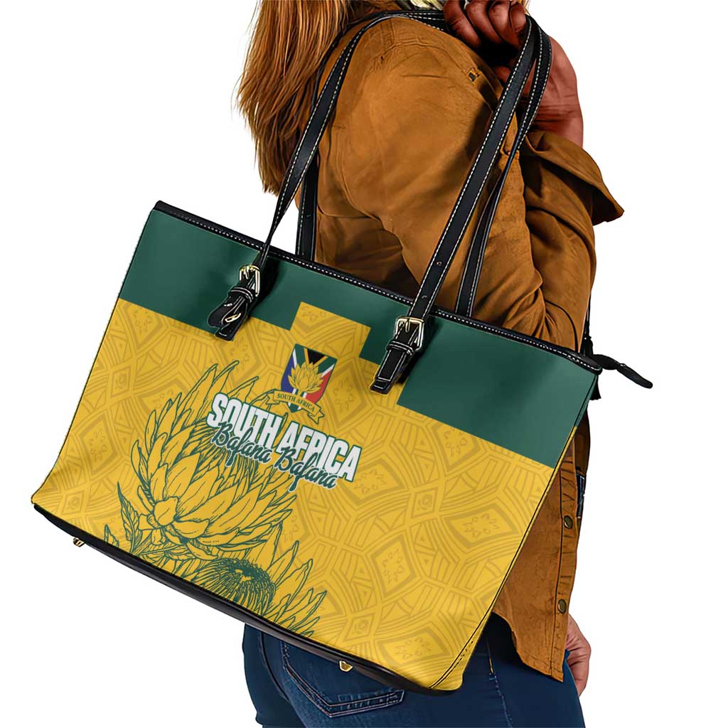 Custom South Africa Soccer Leather Tote Bag From Protea Roots We Rise - African Pride
