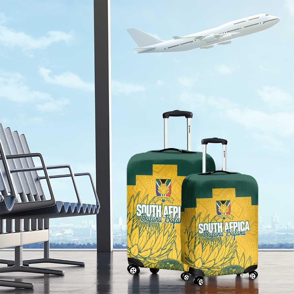 Custom South Africa Soccer Luggage Cover From Protea Roots We Rise - African Pride