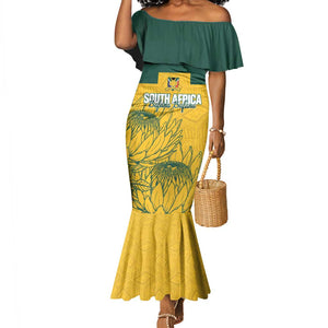 Custom South Africa Soccer Mermaid Dress From Protea Roots We Rise - African Pride