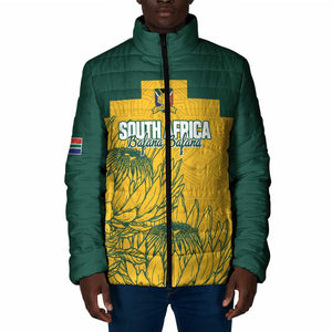 Custom South Africa Soccer Padded Jacket From Protea Roots We Rise - African Pride