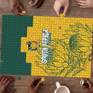 Custom South Africa Soccer Puzzle From Protea Roots We Rise - African Pride