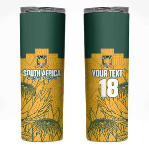 Custom South Africa Soccer Skinny Tumbler From Protea Roots We Rise - African Pride