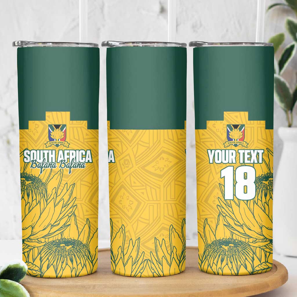 Custom South Africa Soccer Skinny Tumbler From Protea Roots We Rise - African Pride