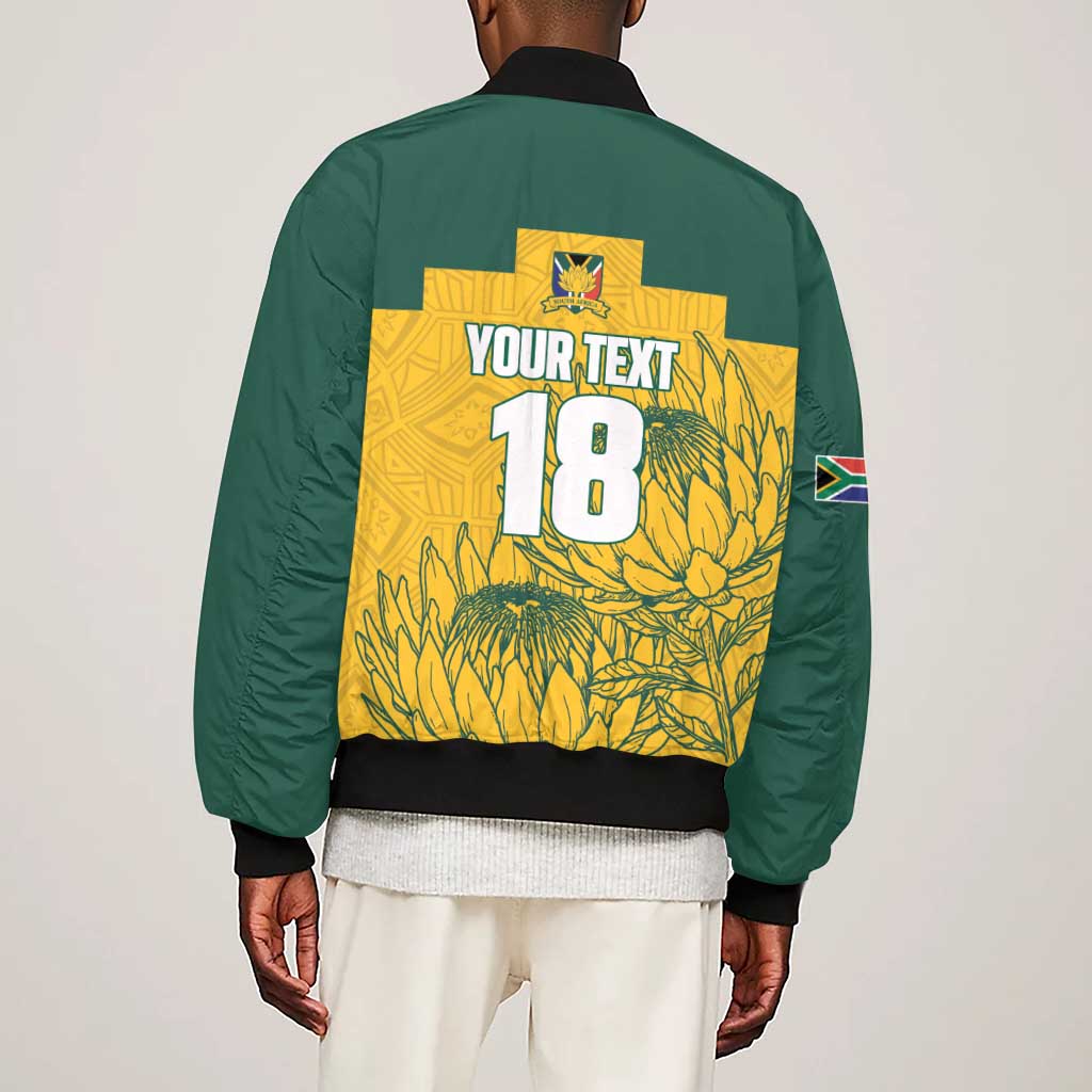 Custom South Africa Soccer Sleeve Zip Bomber Jacket From Protea Roots We Rise - African Pride