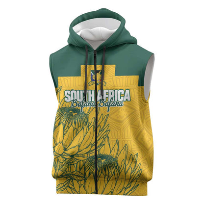Custom South Africa Soccer Sleeveless Zip Hoodie From Protea Roots We Rise - African Pride