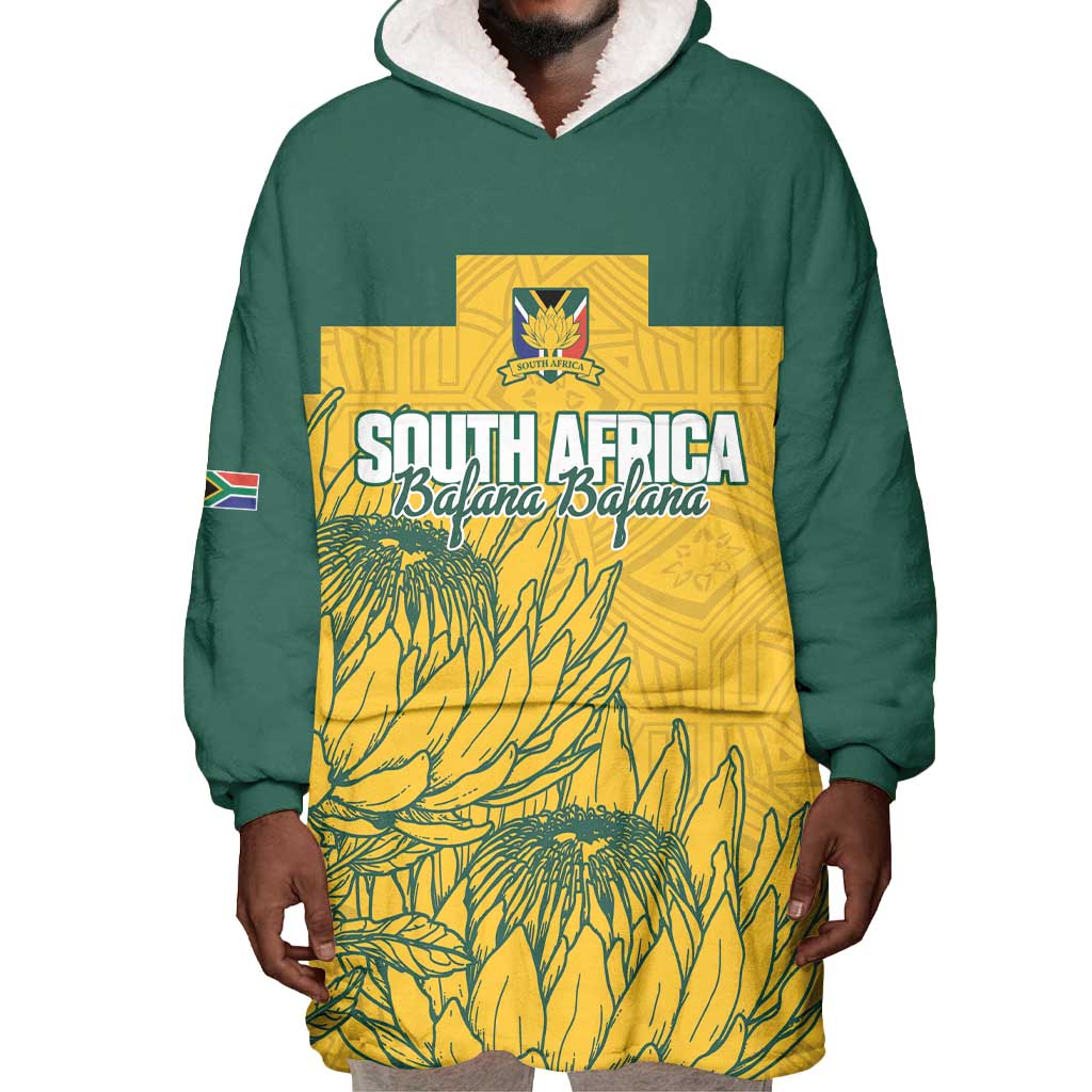 Custom South Africa Soccer Wearable Blanket Hoodie From Protea Roots We Rise - African Pride