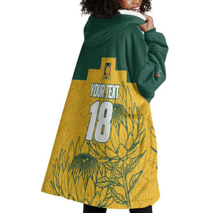 Custom South Africa Soccer Wearable Blanket Hoodie From Protea Roots We Rise - African Pride