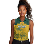 Custom South Africa Soccer Women Sleeveless Polo Shirt From Protea Roots We Rise - African Pride