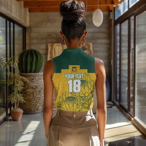Custom South Africa Soccer Women Sleeveless Polo Shirt From Protea Roots We Rise - African Pride