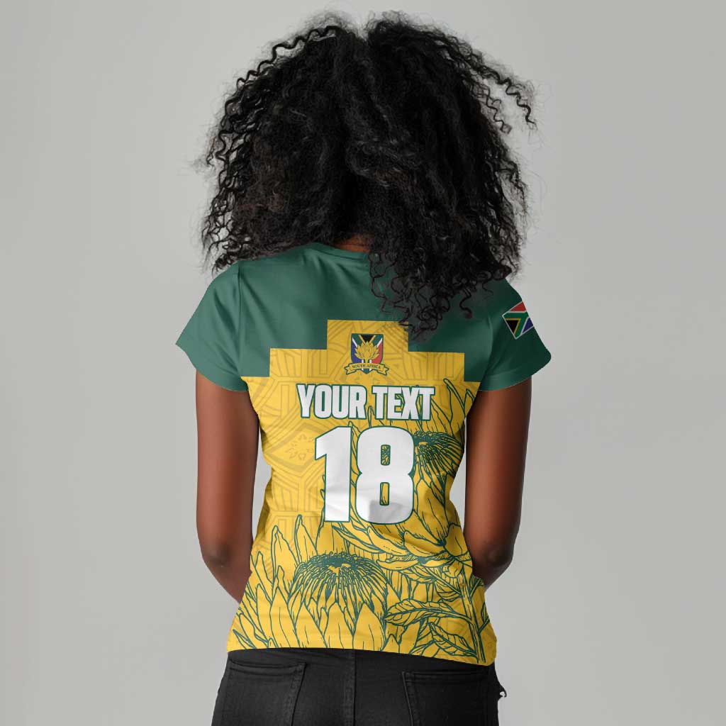 Custom South Africa Soccer Women V-Neck T-Shirt From Protea Roots We Rise - African Pride