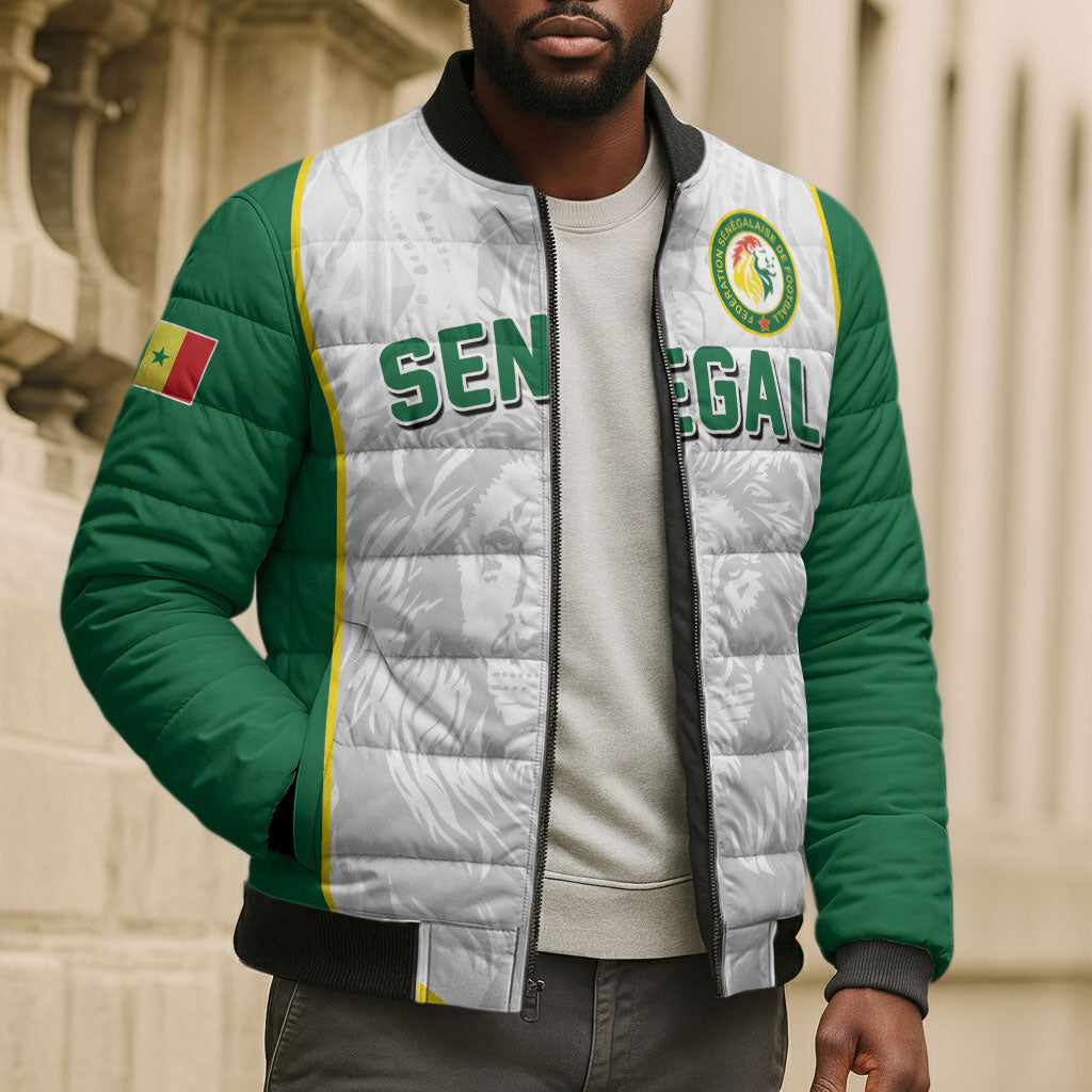 Custom Senegal Football 2026 Bomber Puffer Jacket Proud Lions of Teranga Spirit