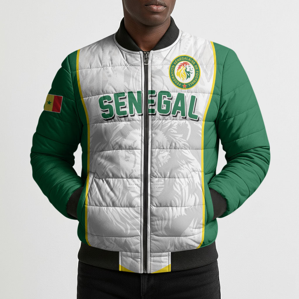Custom Senegal Football 2026 Bomber Puffer Jacket Proud Lions of Teranga Spirit