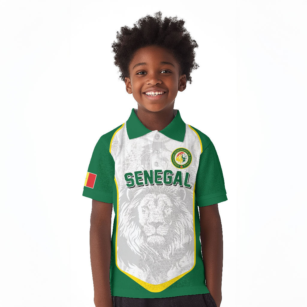 Custom Senegal Football 2026 Kid Polo Shirt Proud Lions of Teranga Spirit