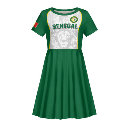 Custom Senegal Football 2026 Kid Short Sleeve Dress Proud Lions of Teranga Spirit