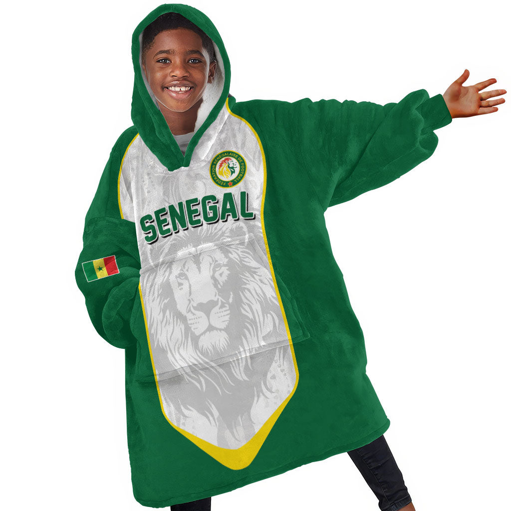 Custom Senegal Football 2026 Kid Wearable Blanket Hoodie Proud Lions of Teranga Spirit