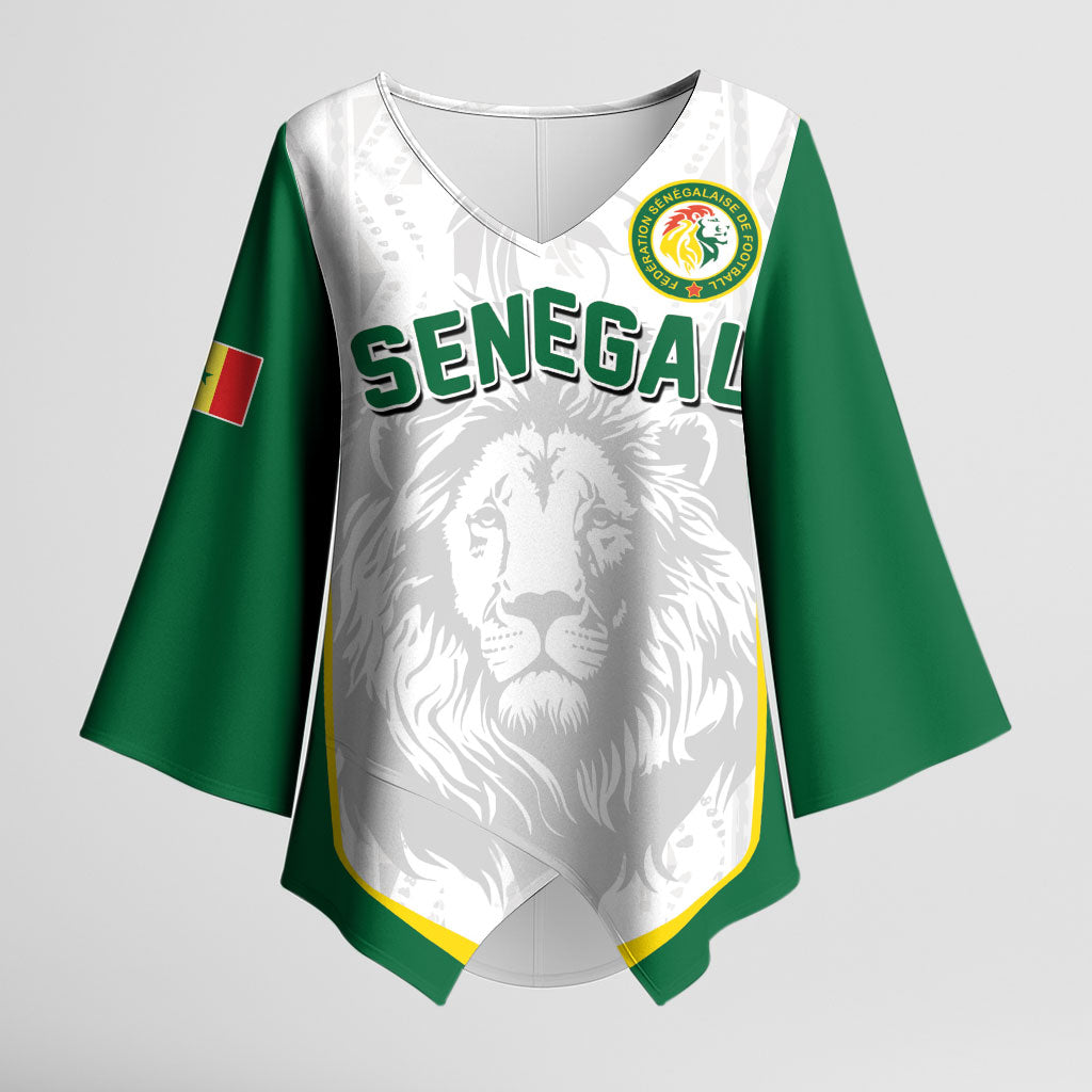 Custom Senegal Football 2026 Kimono Sleeve Blouse Proud Lions of Teranga Spirit