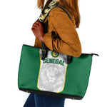Senegal Football 2026 Leather Tote Bag Proud Lions of Teranga Spirit
