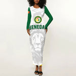 Custom Senegal Football 2026 Long Sleeve Bodycon Dress Proud Lions of Teranga Spirit