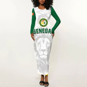 Custom Senegal Football 2026 Long Sleeve Bodycon Dress Proud Lions of Teranga Spirit