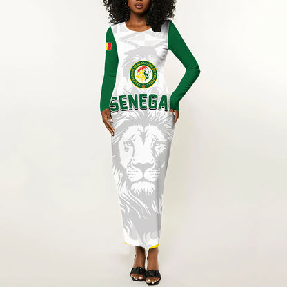 Custom Senegal Football 2026 Long Sleeve Bodycon Dress Proud Lions of Teranga Spirit