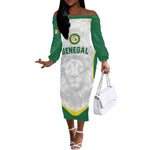 Custom Senegal Football 2026 Off The Shoulder Long Sleeve Dress Proud Lions of Teranga Spirit