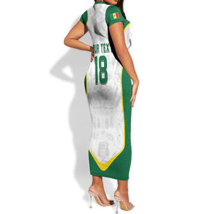 Custom Senegal Football 2026 Short Sleeve Bodycon Dress Proud Lions of Teranga Spirit