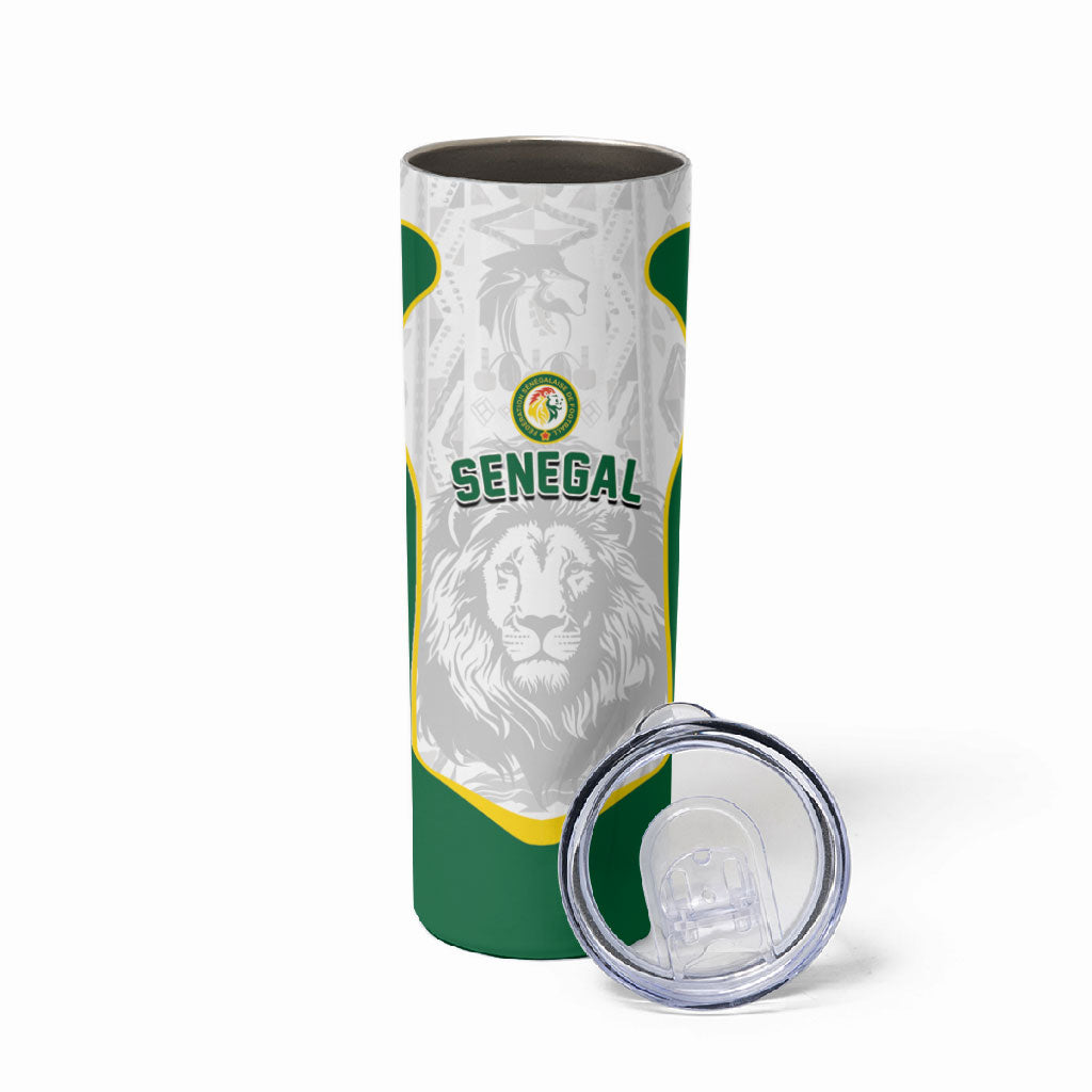 Custom Senegal Football 2026 Skinny Tumbler Proud Lions of Teranga Spirit