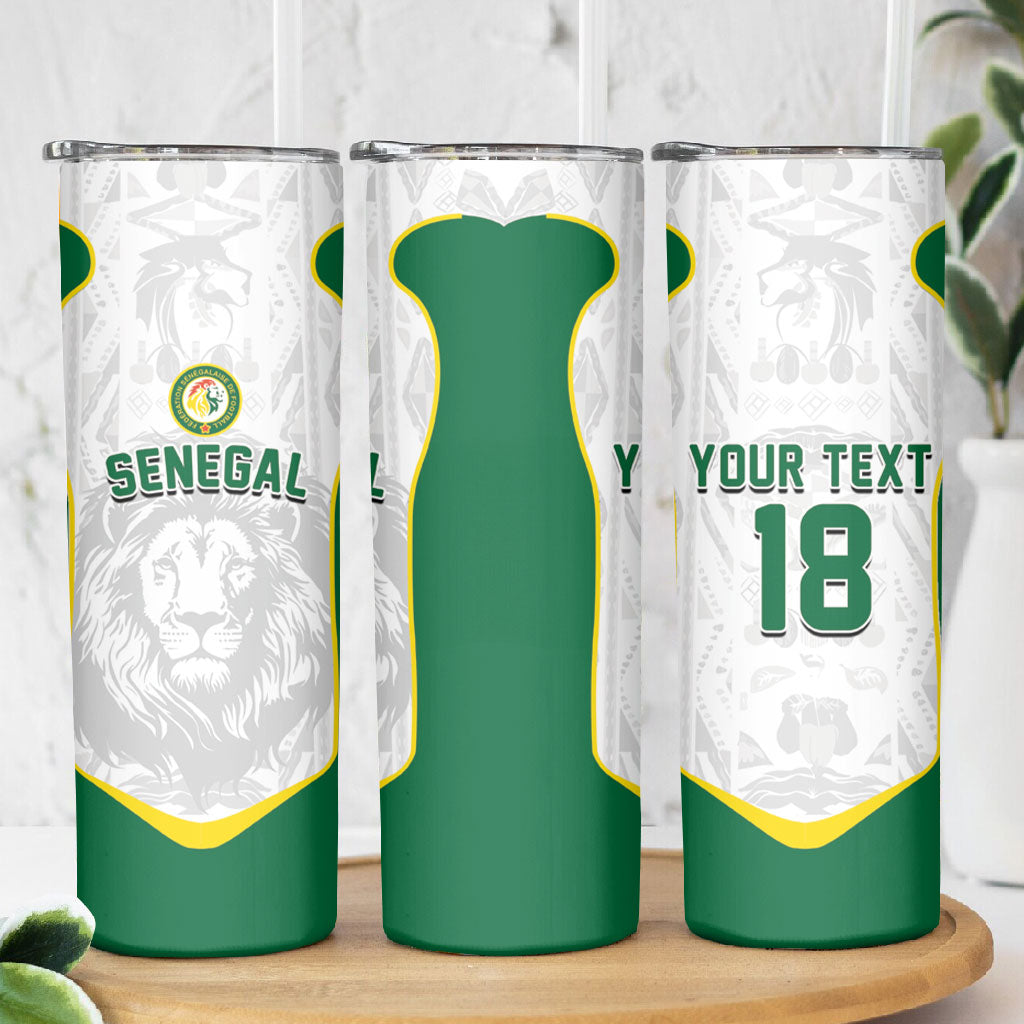 Custom Senegal Football 2026 Skinny Tumbler Proud Lions of Teranga Spirit