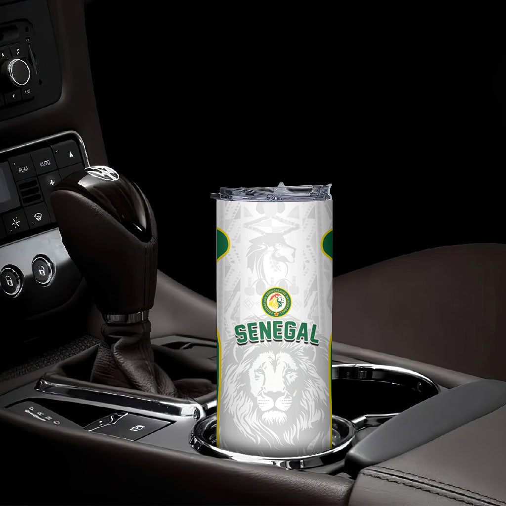 Custom Senegal Football 2026 Skinny Tumbler Proud Lions of Teranga Spirit