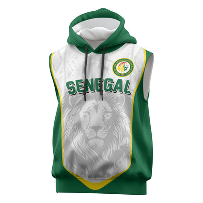Custom Senegal Football 2026 Sleeveless Hoodie Proud Lions of Teranga Spirit