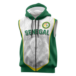 Custom Senegal Football 2026 Sleeveless Zip Hoodie Proud Lions of Teranga Spirit